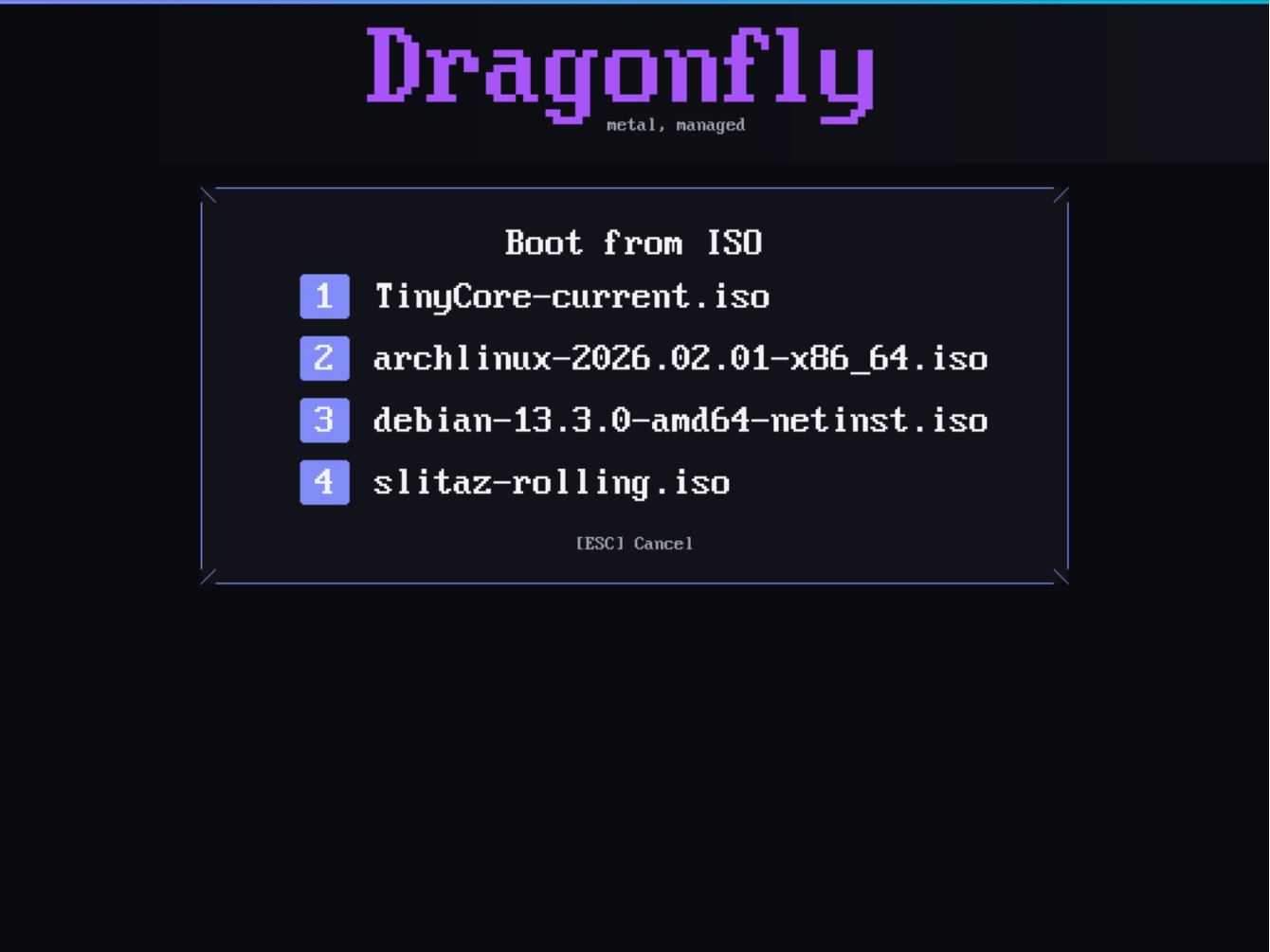 Select an ISO from the list